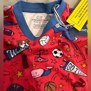 Vineyard Vines Pima cotton Red Sports Themed pajamas size 7. New with tags